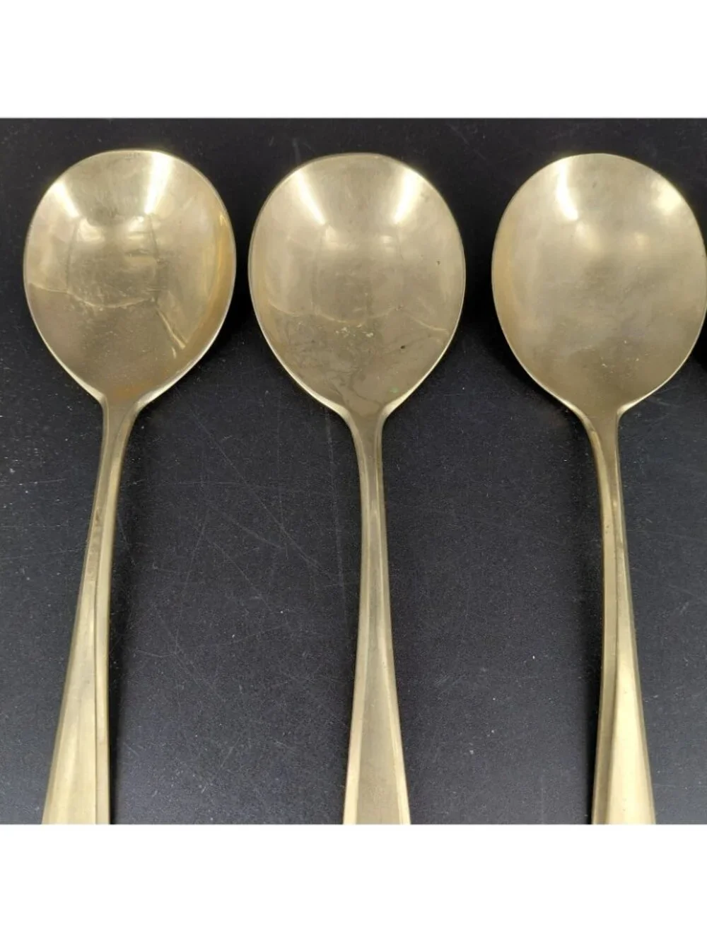 Dirigold Regal Spoon Set 5 Dirilyte Alloy Gold Table Flatware Satin MCM Sweden